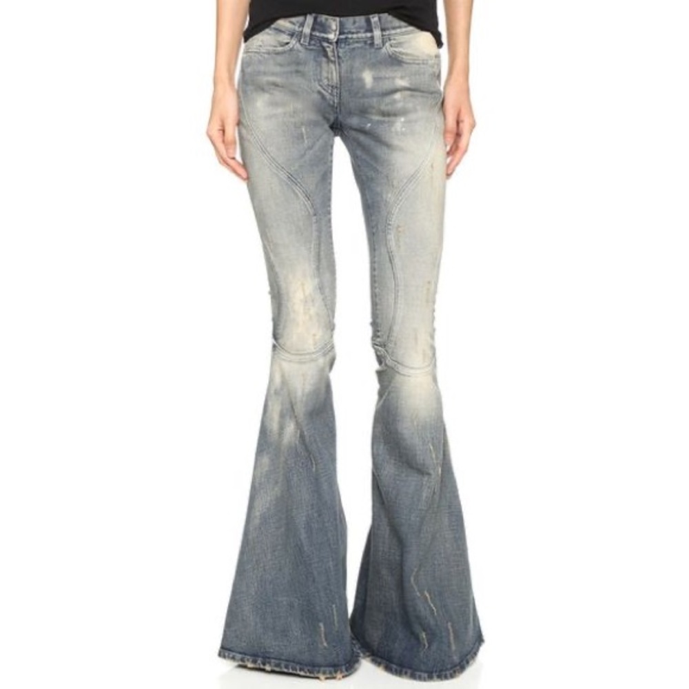 Faith Connexion Dirty Bell Bottoms Indigo Denim Light Wash Jeans